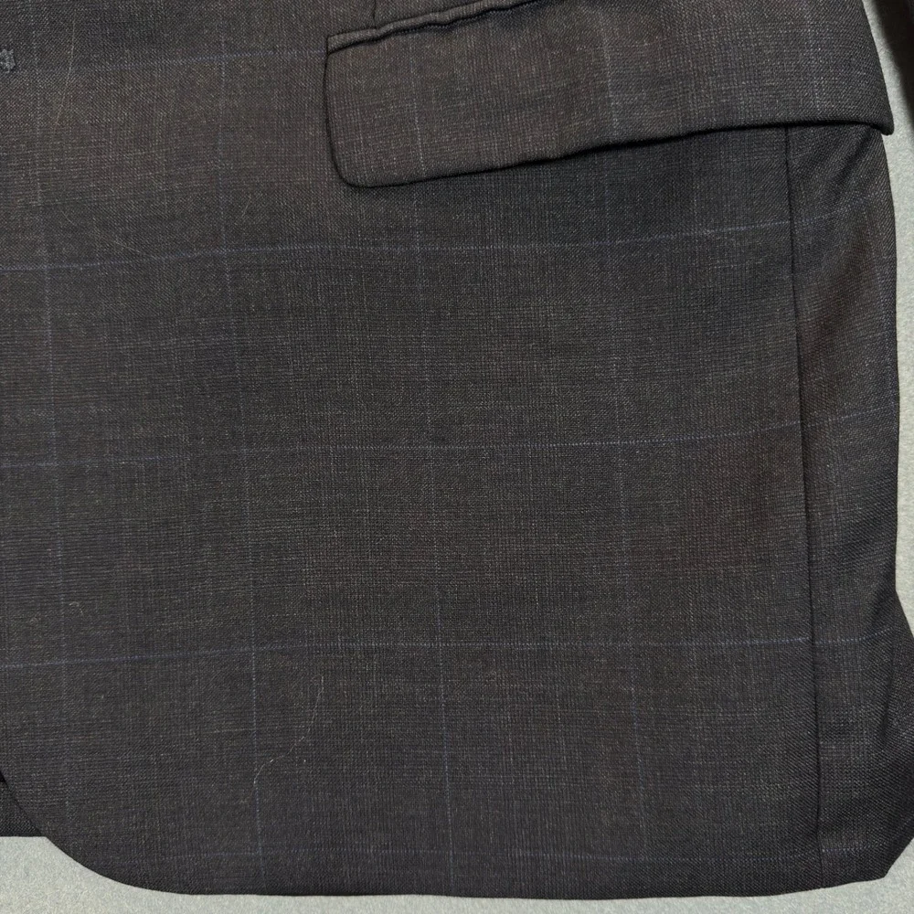 Lauren Ralph Lauren Mens 44R Navy Blue Windowpane‎ 100% Wool Blazer Sport Coat